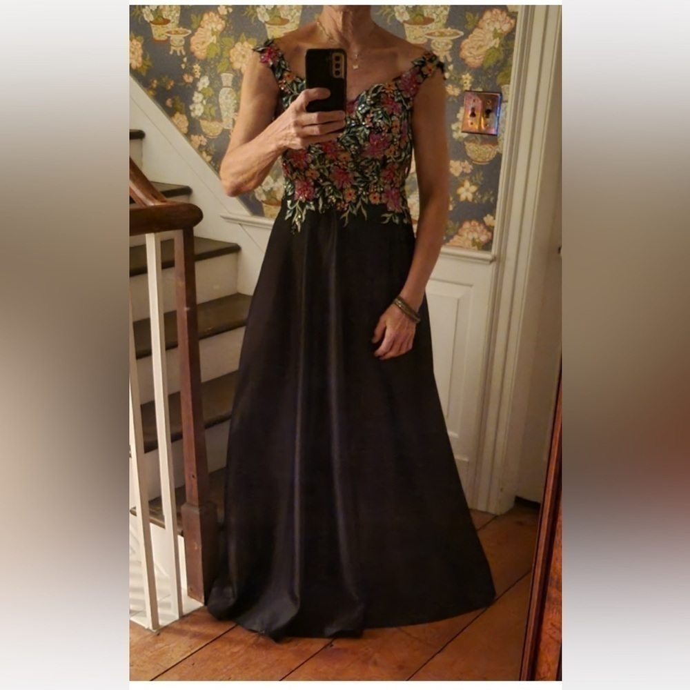 Lucci Lu gown with peekaboo shorts embroidery, beads, and pockets!